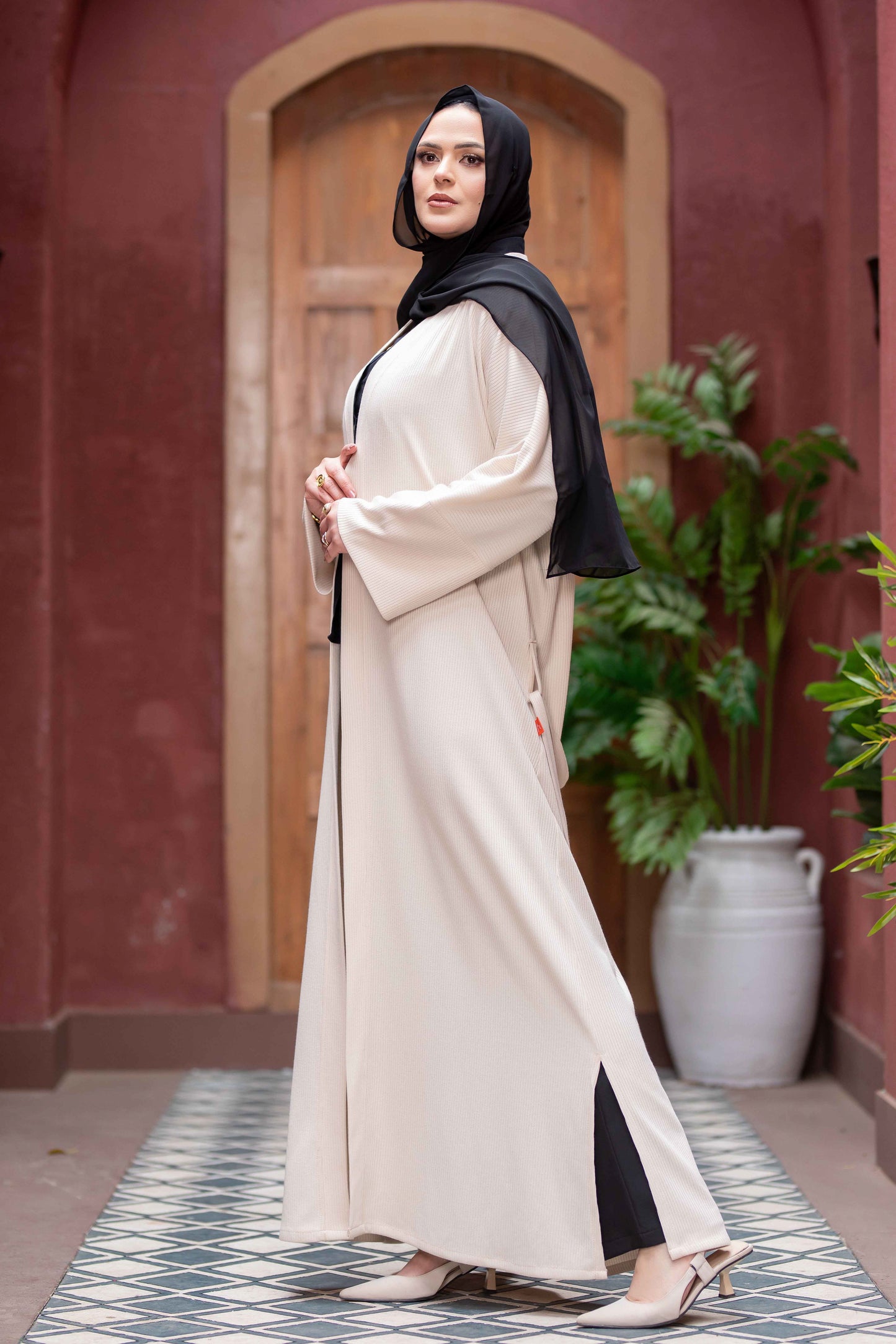 Rib Coat with Loose Cuffs 777182