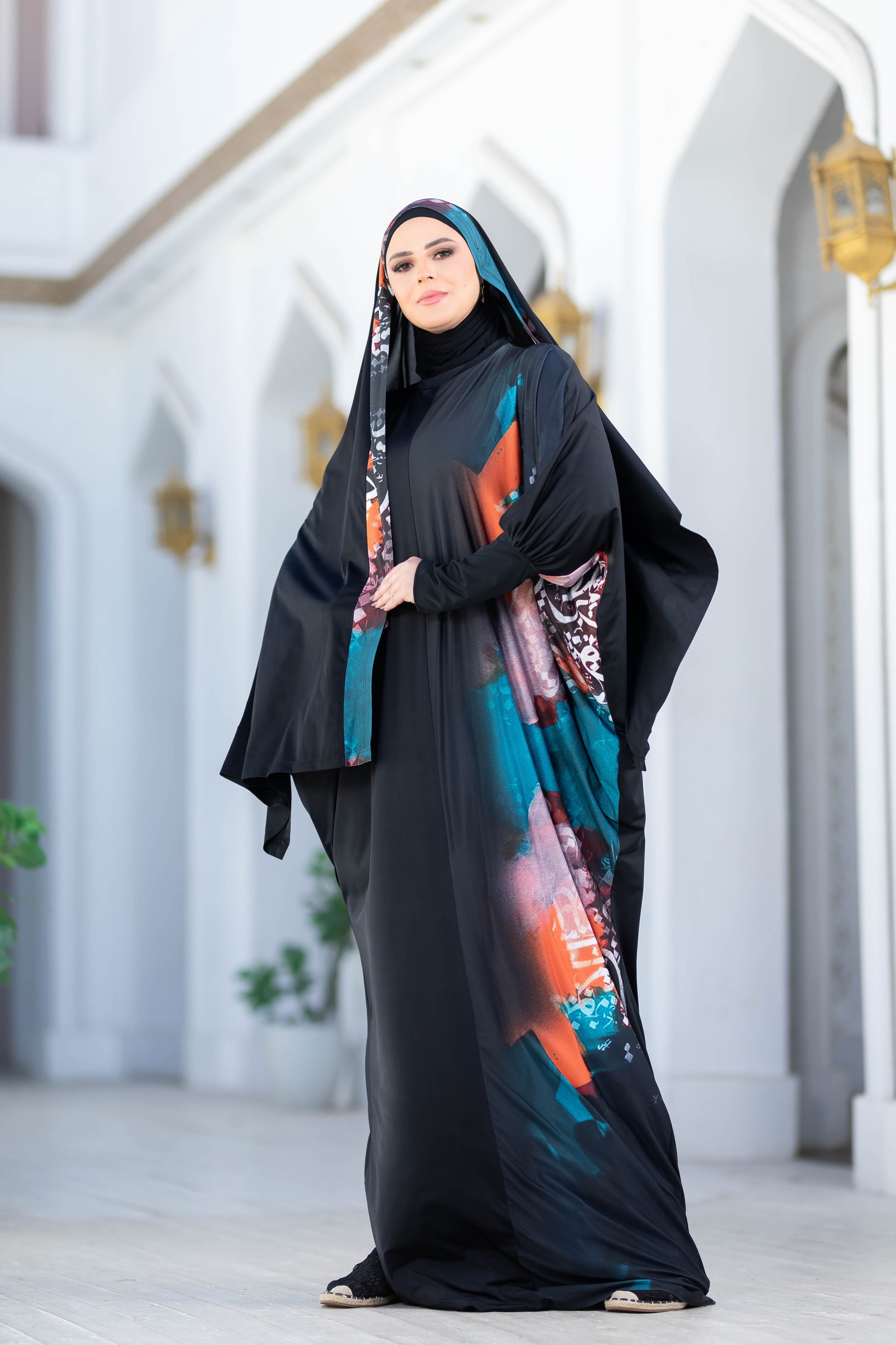 Modest Isdal 777179 - Elegant Islamic Abaya with Vibrant Colors
