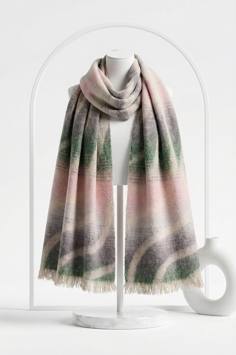 Plaid scarf on a mannequin with a white background