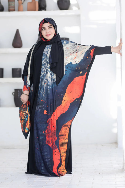 Modern isdal design inspired by layered colors and textures with flowing silhouette
