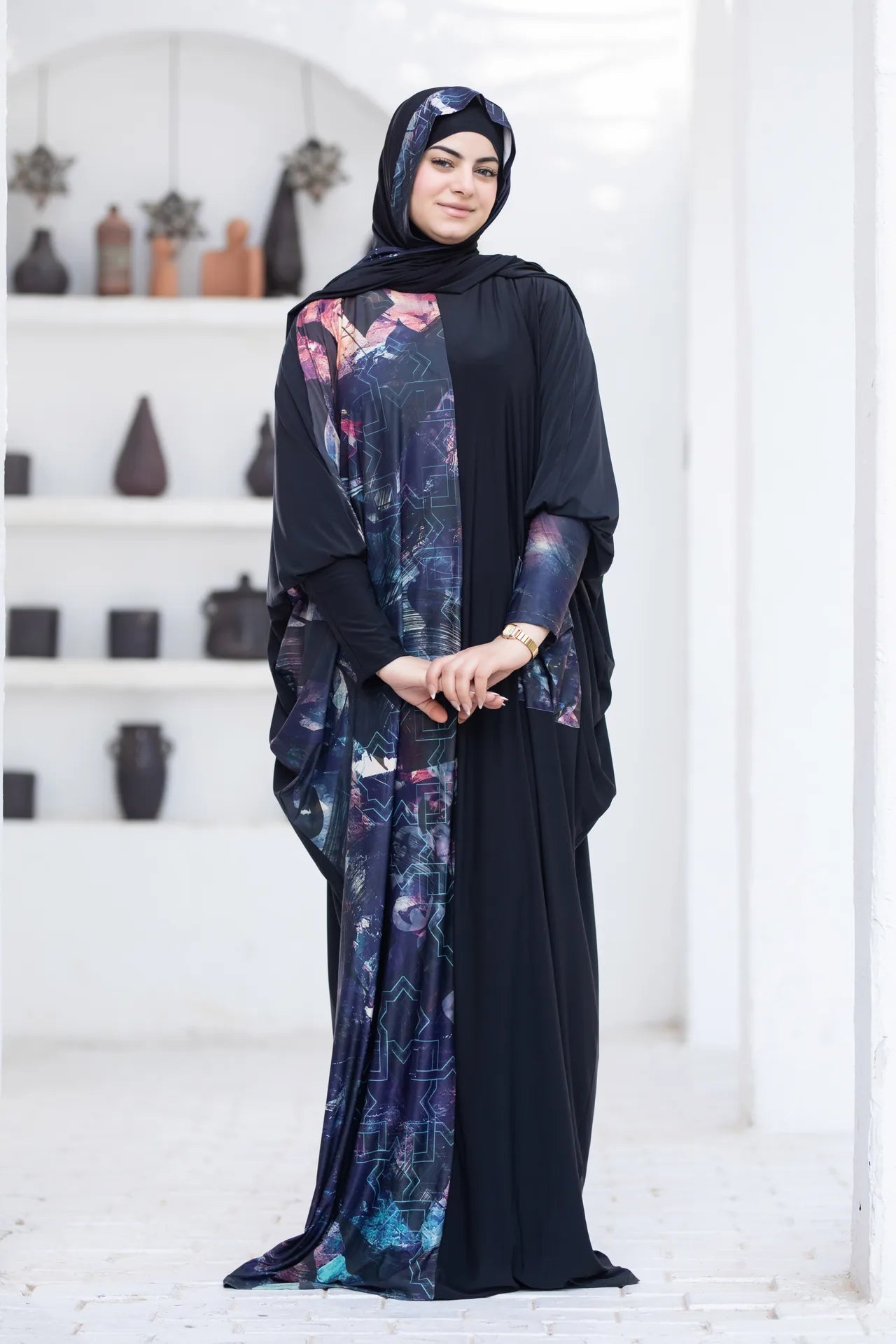 Modest flowing garment with refined design reflecting dignity and quiet elegance
