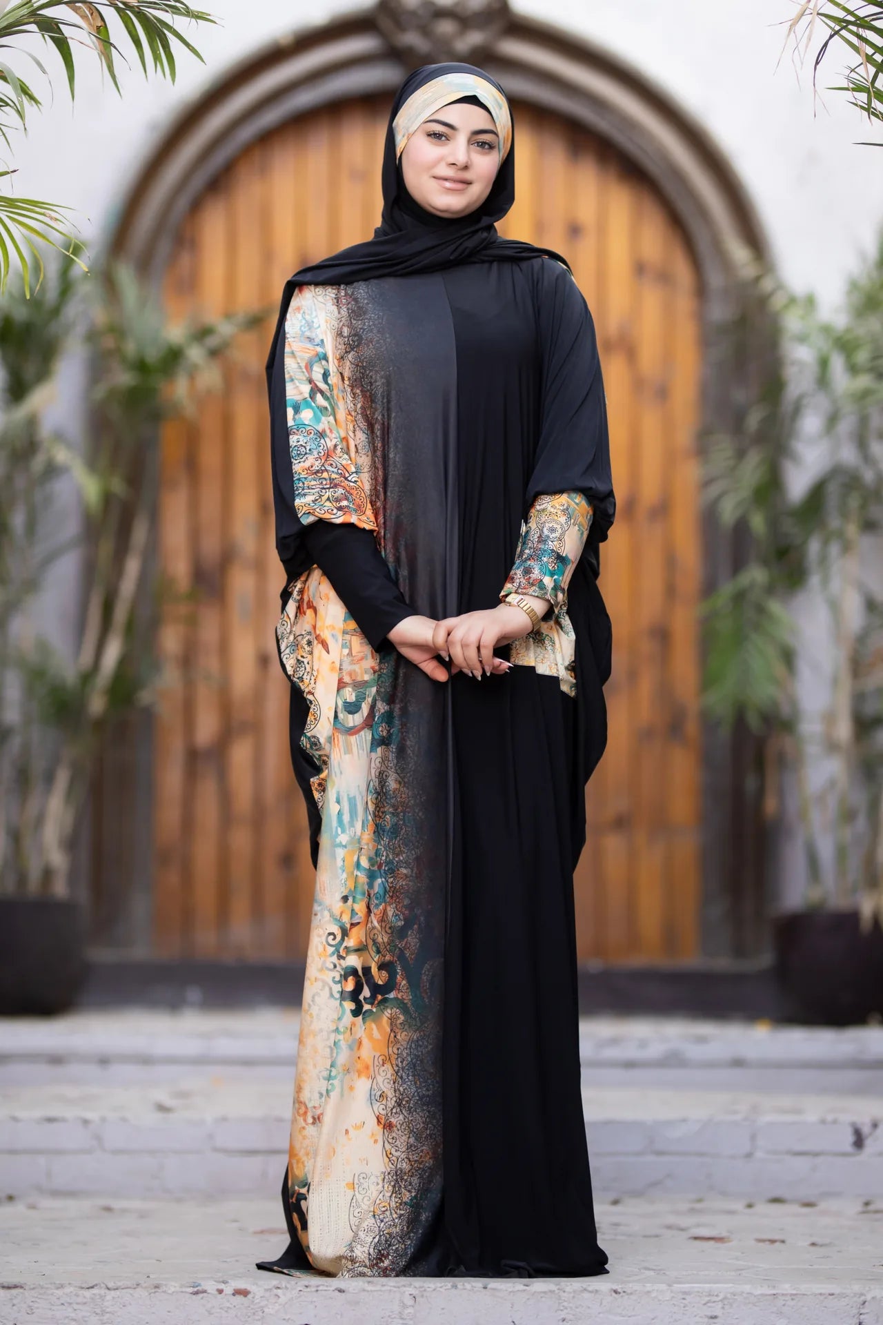 Back view of elegant isdal offering full coverage and composed silhouette
