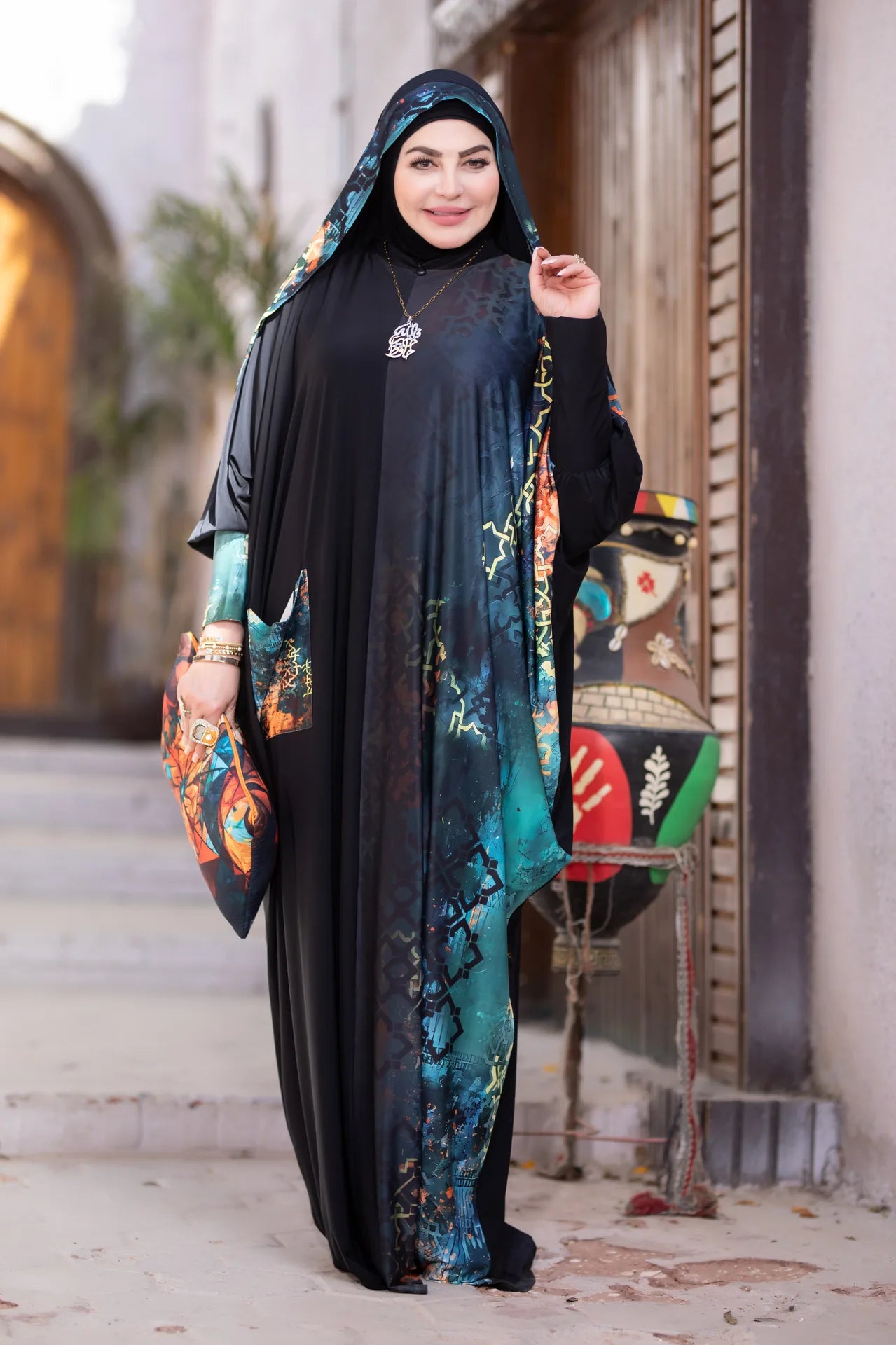 Back view of serene isdal offering full coverage with graceful flow
