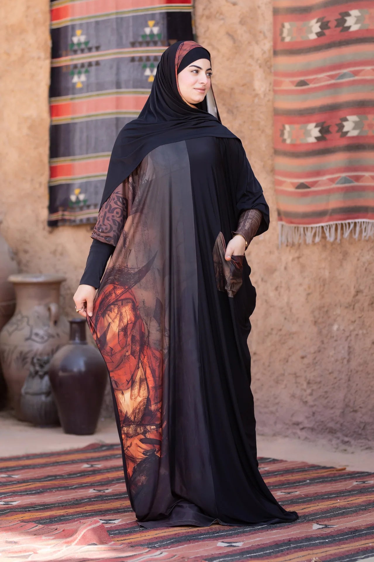 Back view of graceful isdal offering full coverage with elegant silhouette
