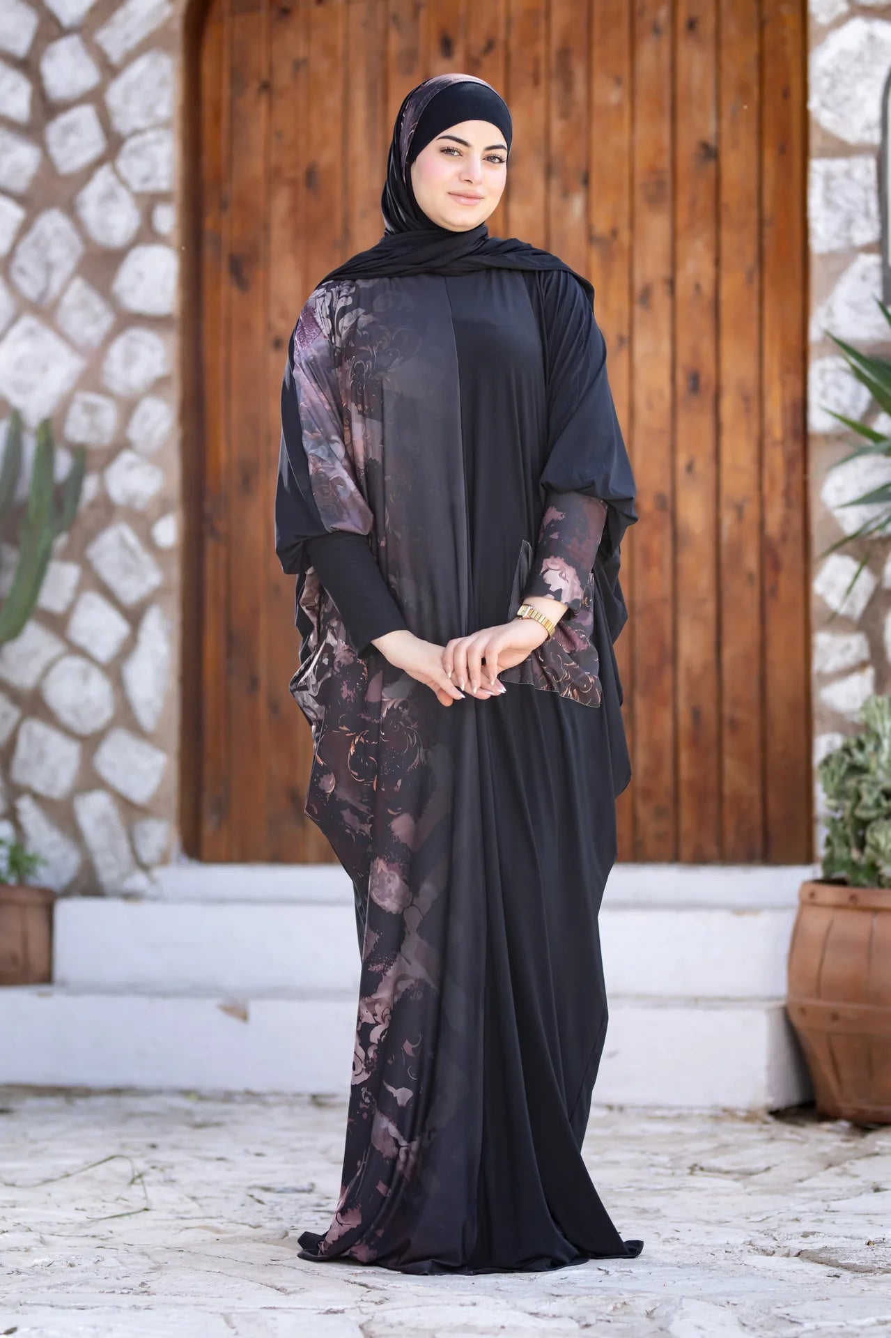 Side view of flowing isdal highlighting soft movement and feminine presence
