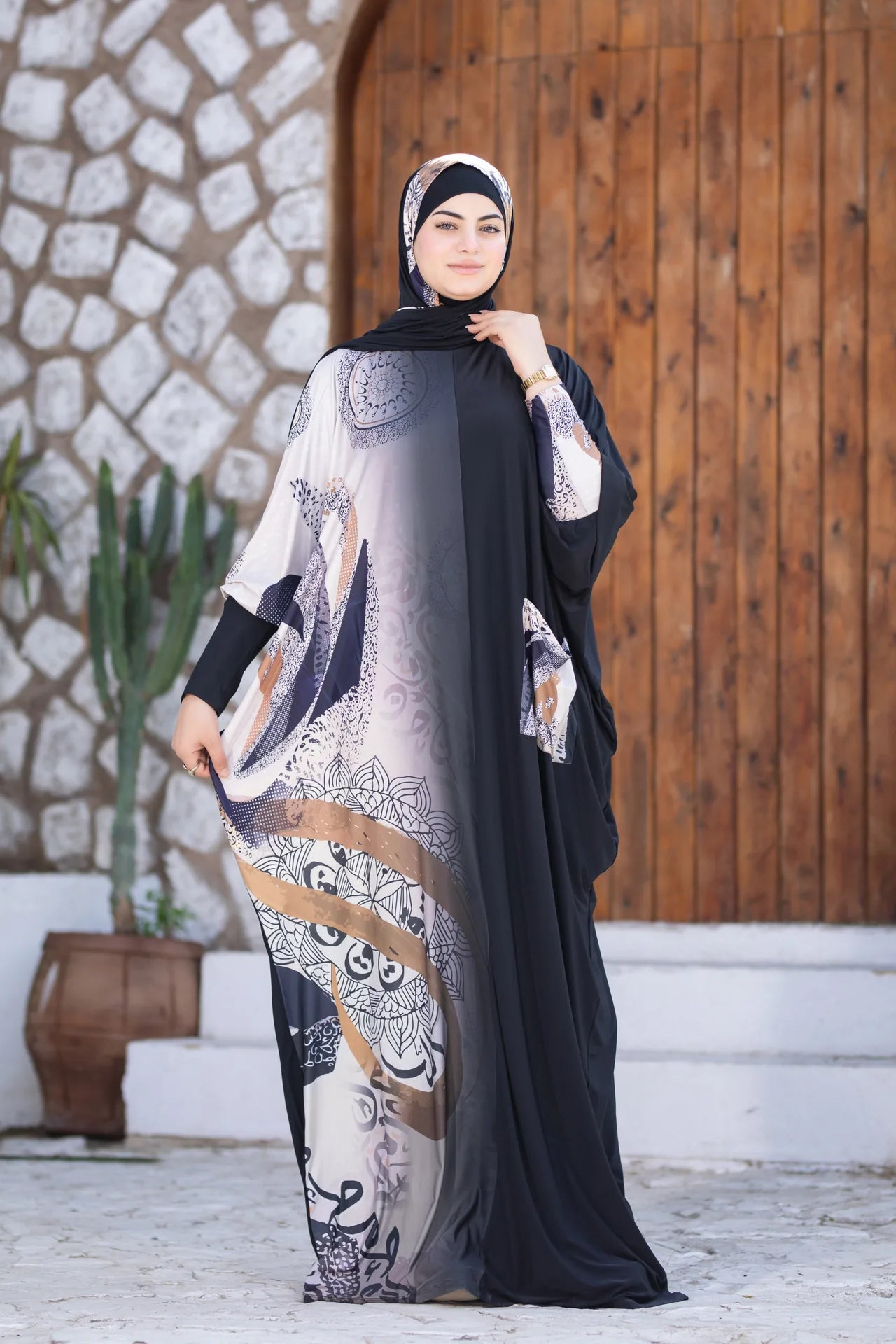 Back view of elegant isdal offering full coverage and calm silhouette
