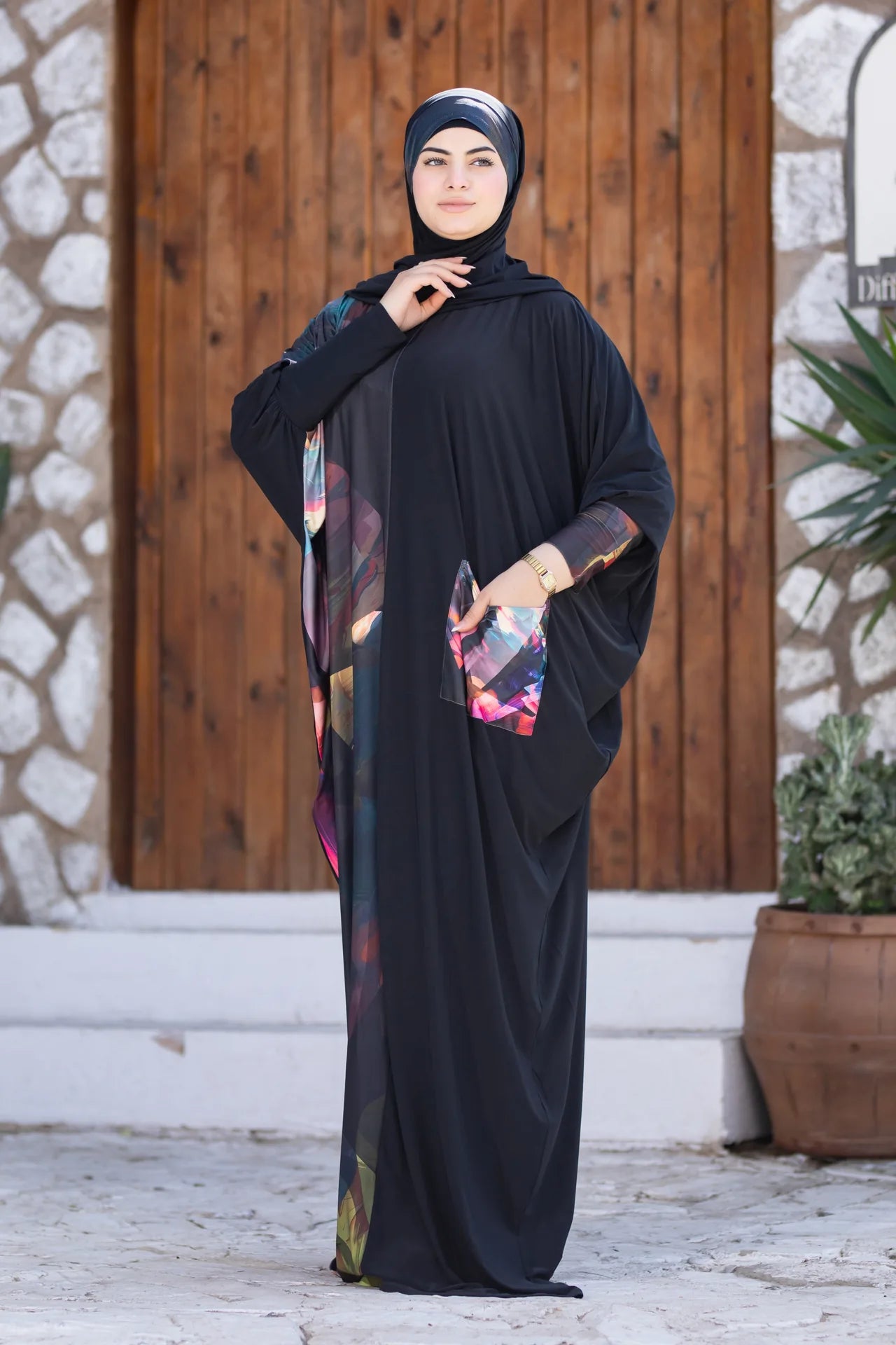 Back view of graceful isdal offering full coverage with artistic flow
