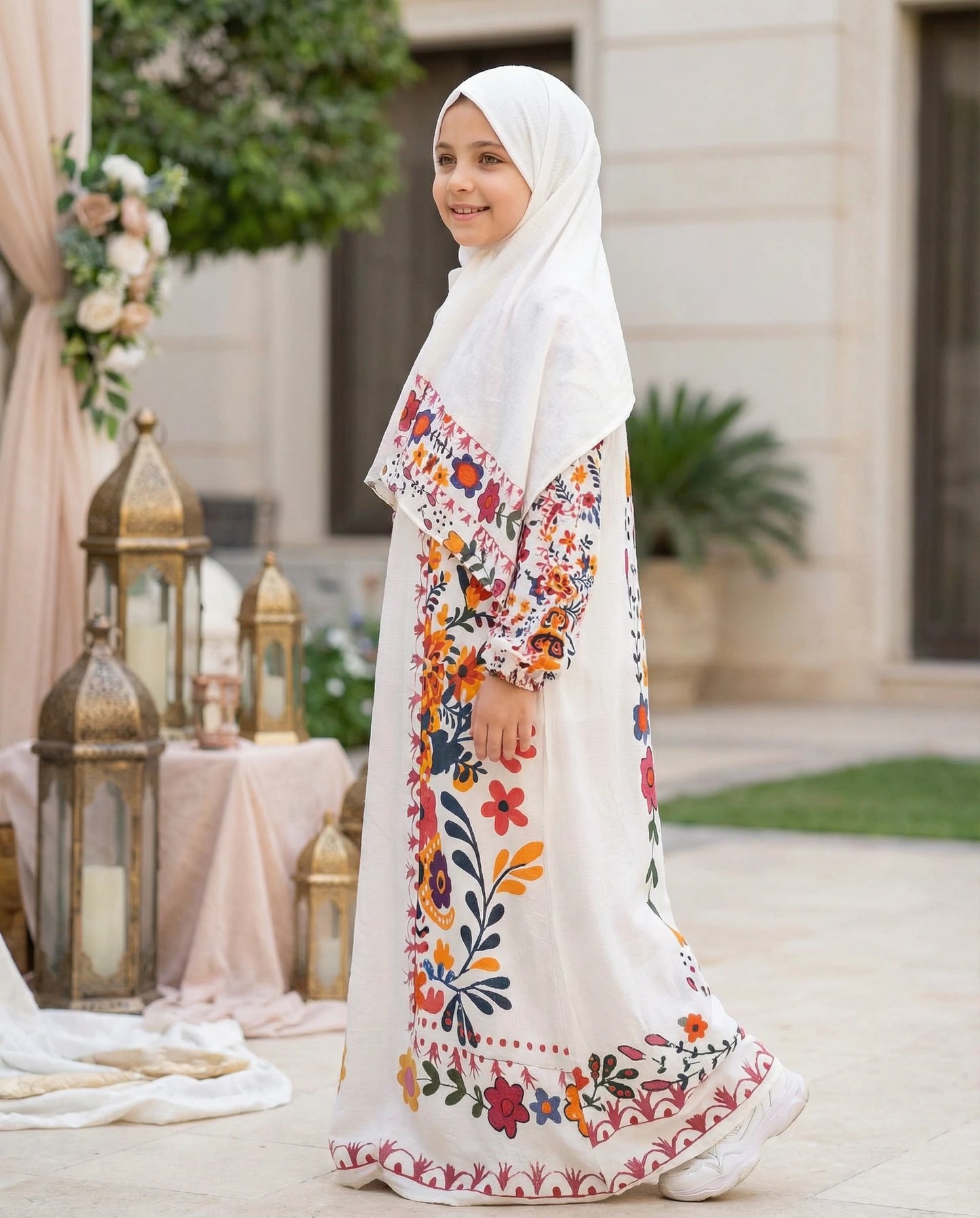 Soft printed crinkle isdal specially designed for young girls.
Provides comfortable coverage with a practical and elegant finish.