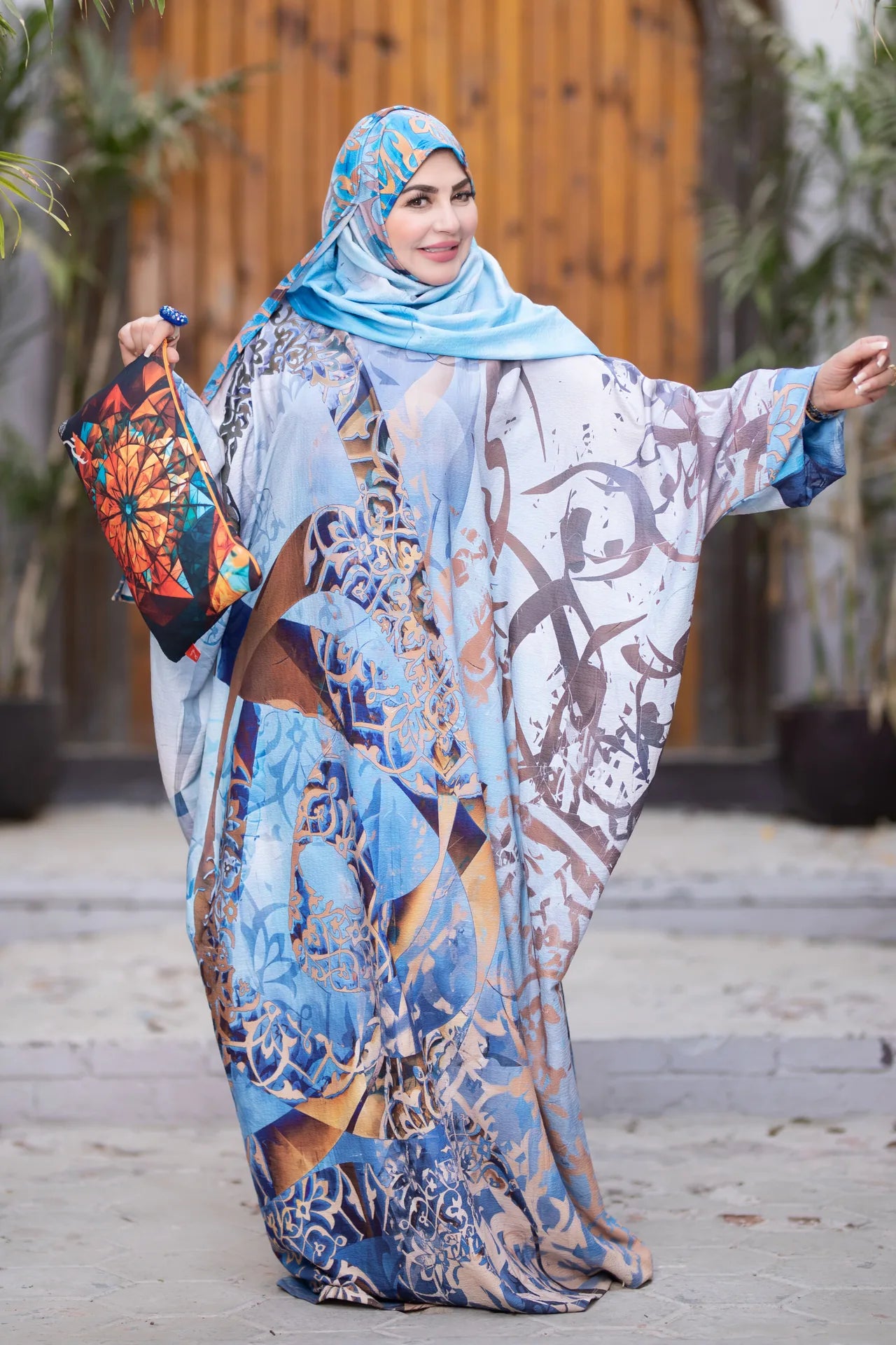 Back view of Ghazal garment with full coverage and graceful silhouette
